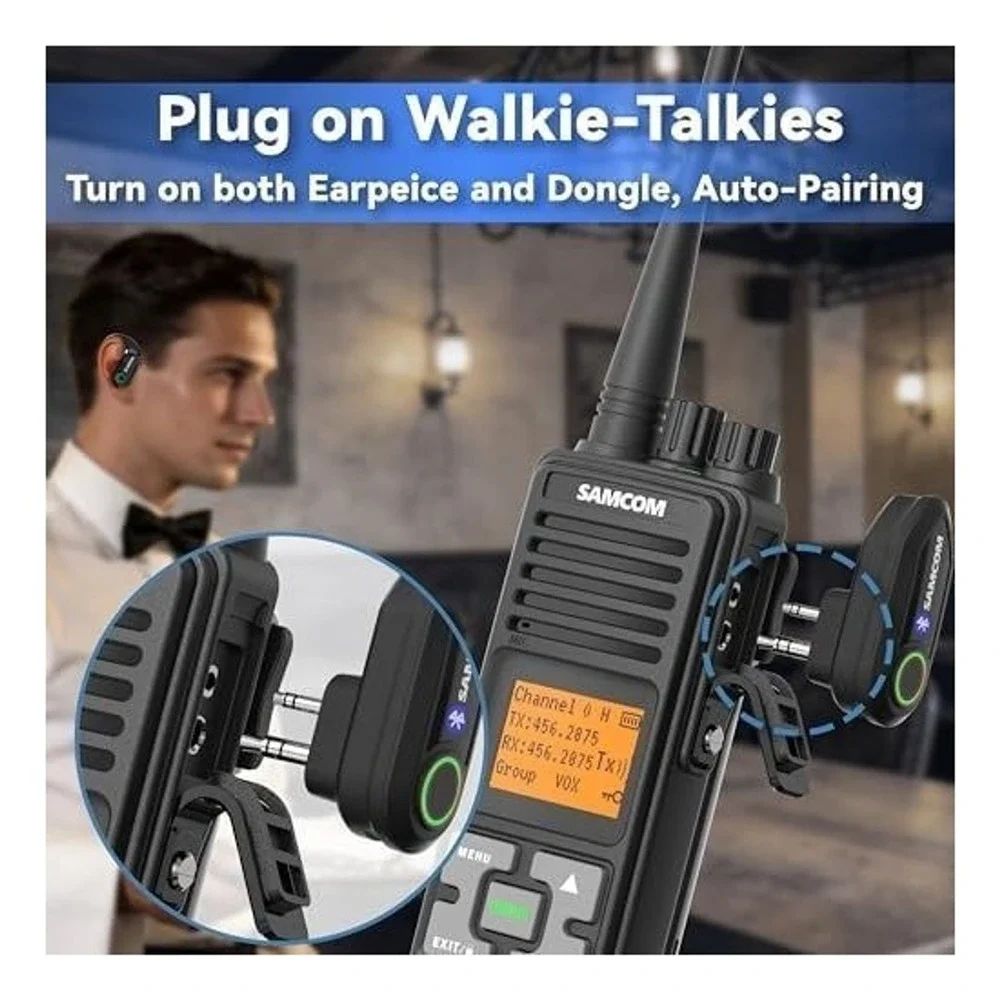 SAMCOM X7 Wireless Bluetooth Walkie Talkie Earpiece K-Type 2-Pin Headset Kit